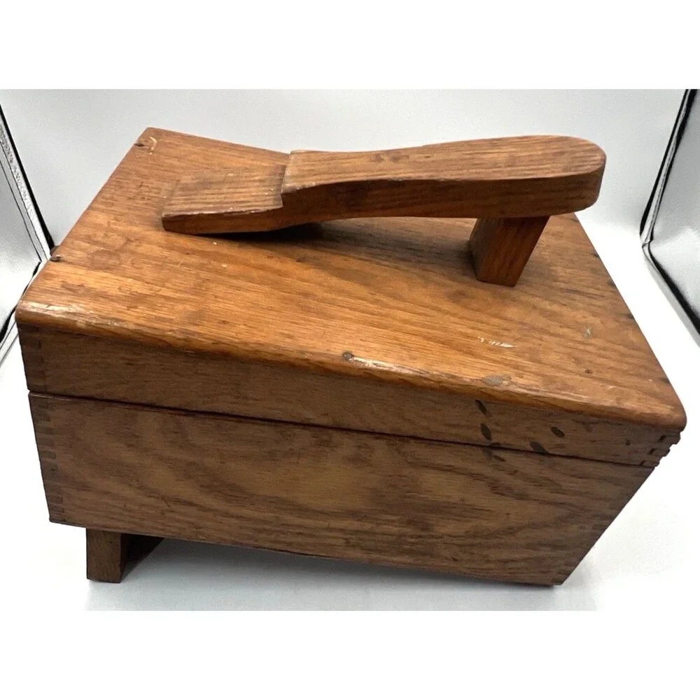 Shoe Shine Box Kit Vintage Griffin Shinemaster Wooden Footrest Polish Brushes